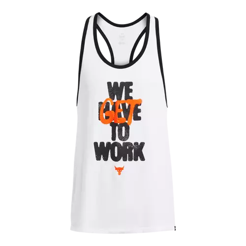 UA Project Rock Get to Work Tank-WHT